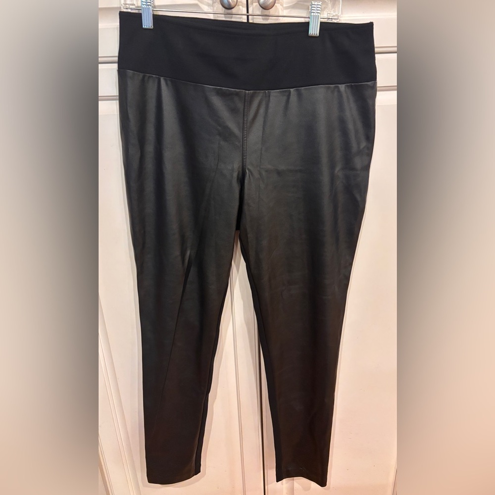 INC black leggings size 14 Leather like in front